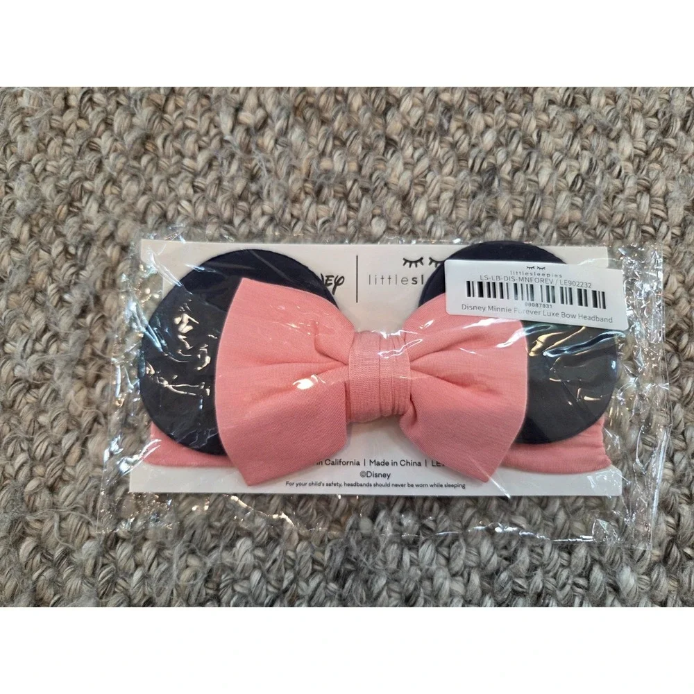 NWT Little Sleepies Minnie Mouse Ears Pink Bow Headband Bamboo Viscose